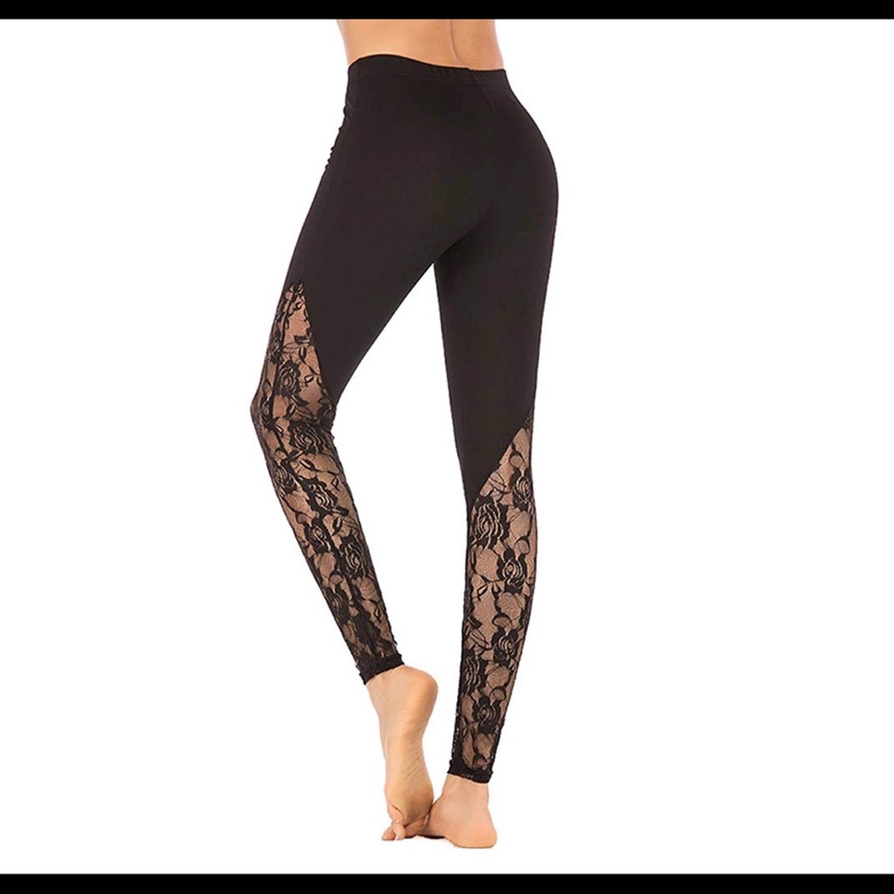 Women’s Yoga pants printed lace gym leggings Large - Picture 4 of 8